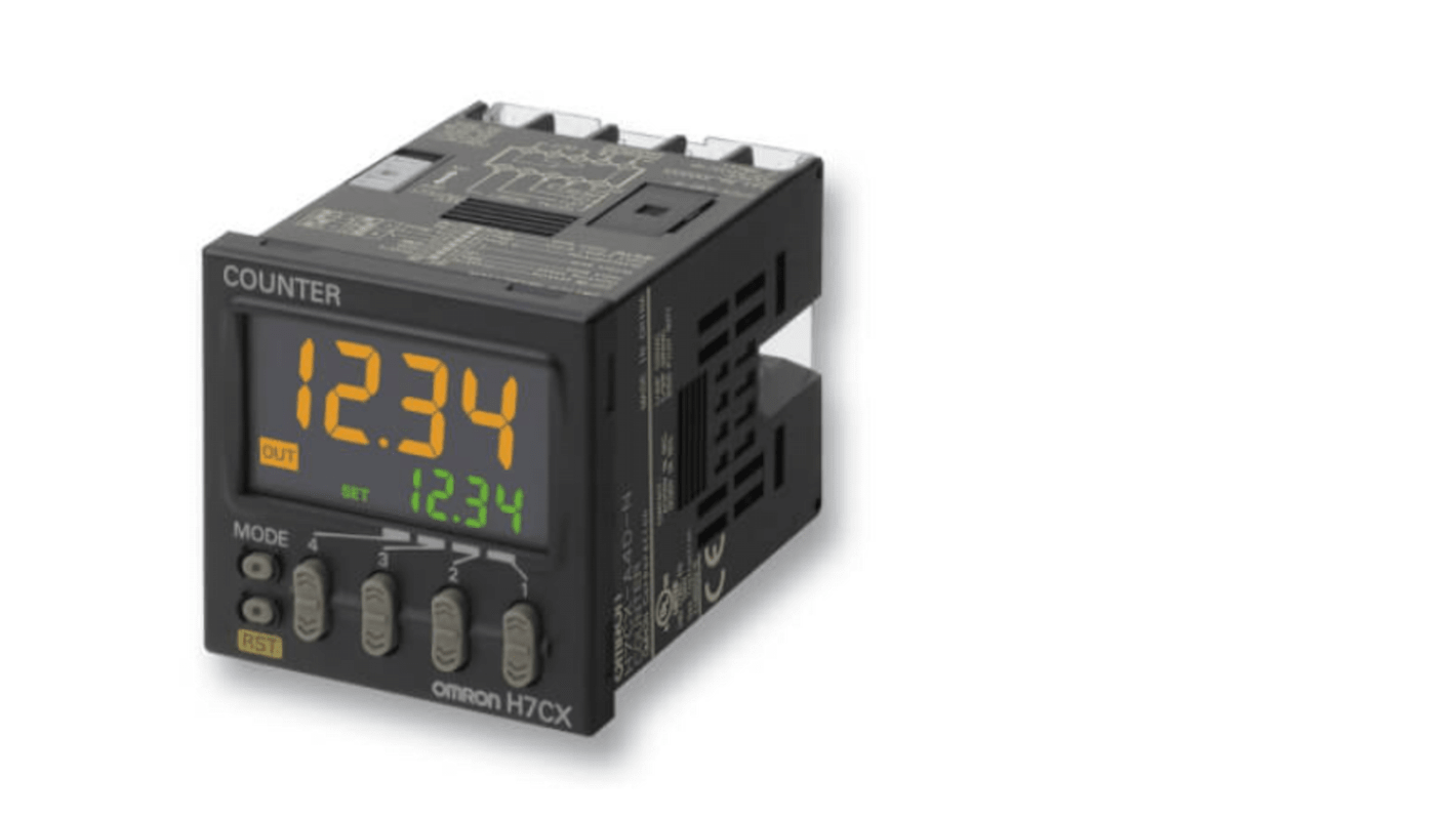 Contador Omron con display LCD transmisivo negativo de 7 segmentos de 4 dígitos, 24 V dc