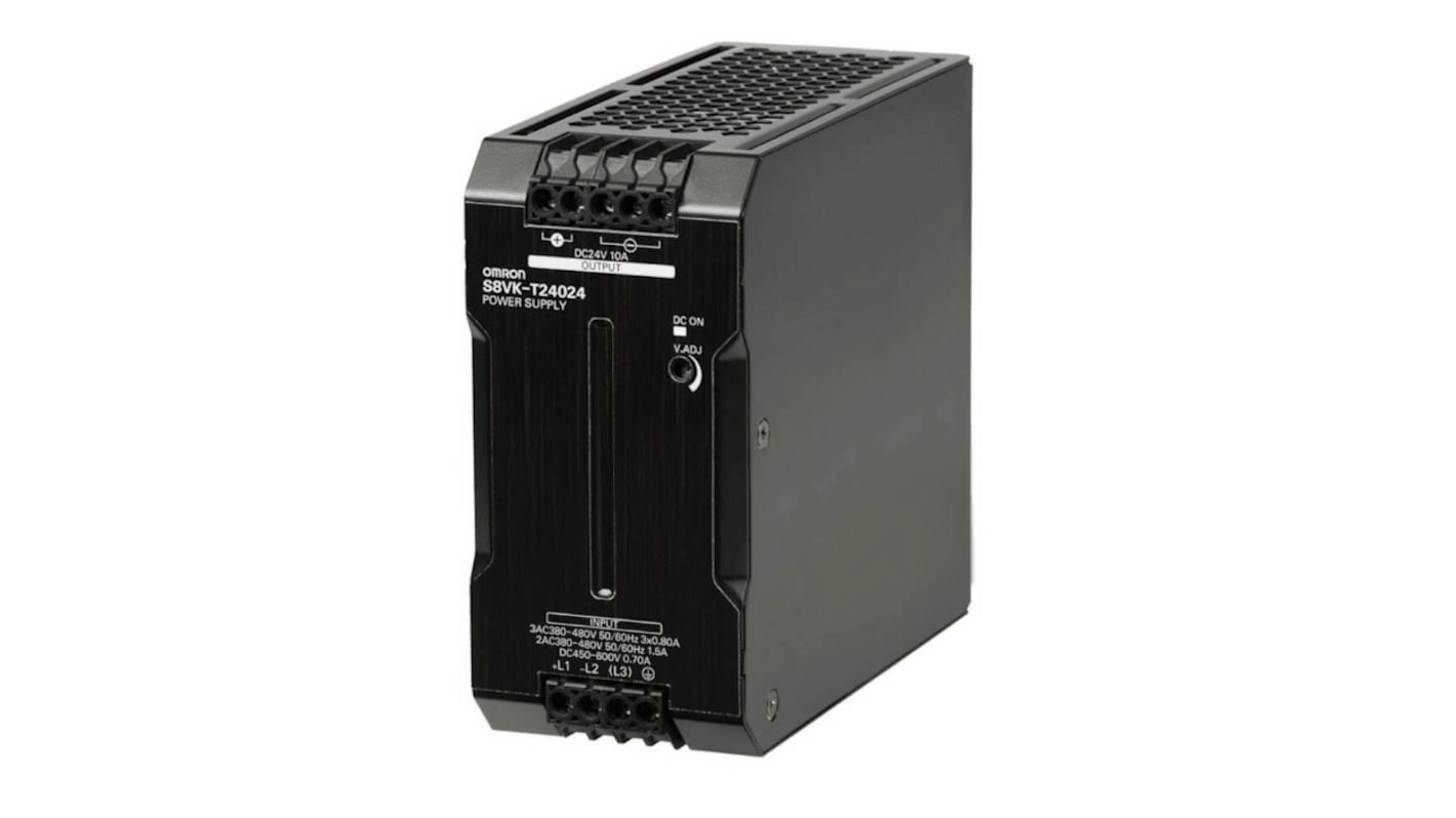 Alimentatore switching Omron S8VK-T24024-400, 240W, ingresso 480V ca, uscita 24V cc, 10A S8VK-T