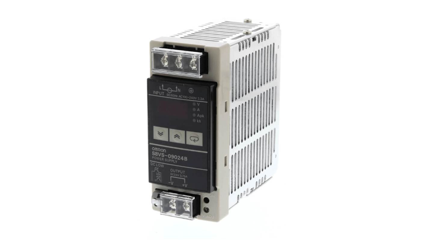 Omron DINレール取付け用スイッチング電源, S8VS-09024AP, 出力：3.75A 入力電圧：ac 出力電圧：dc 24V dc/