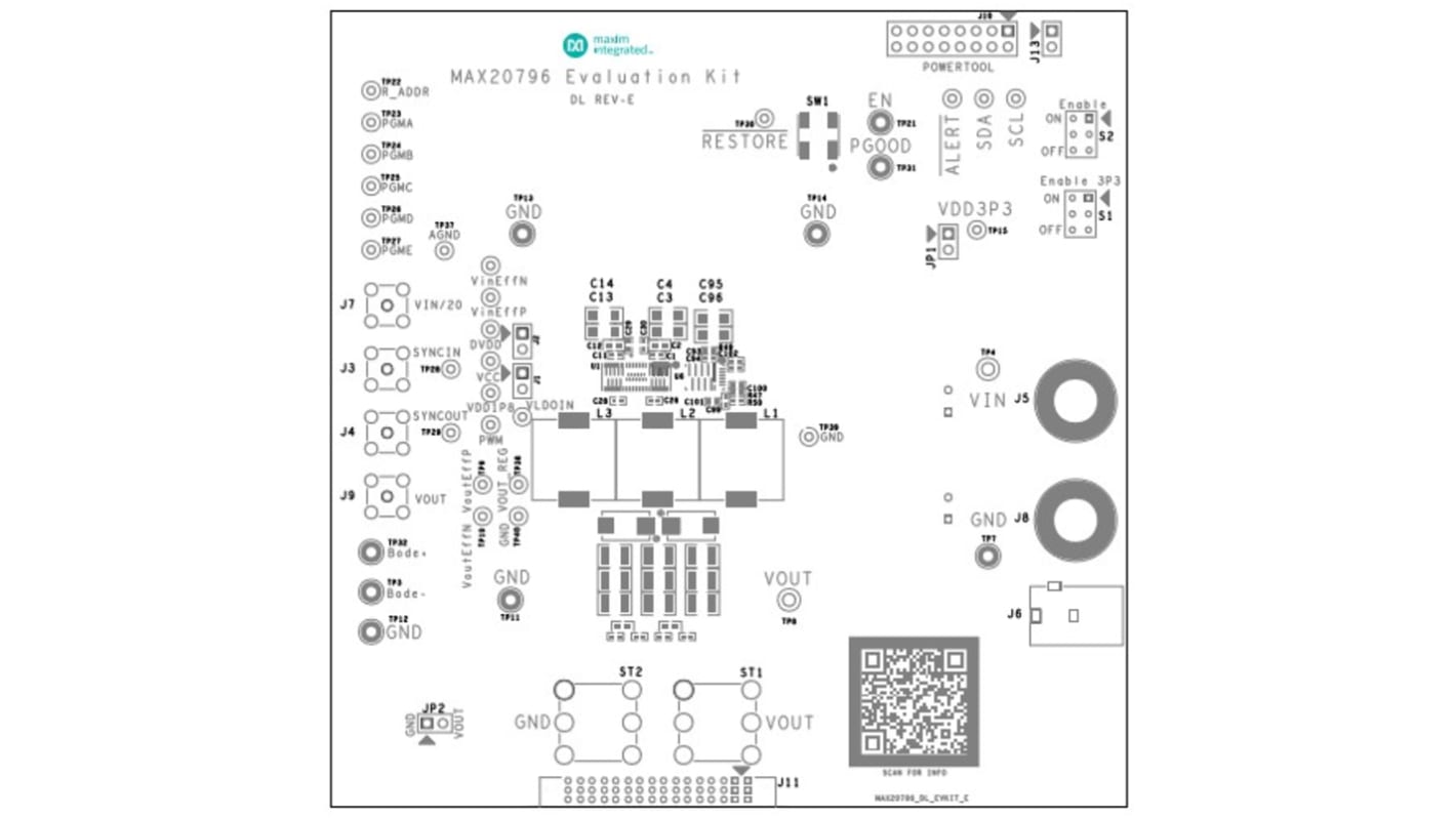 Maxim Integrated MAX20796 Evaluierungsbausatz, MAX20796 Discrete Inductor Evaluation Kit