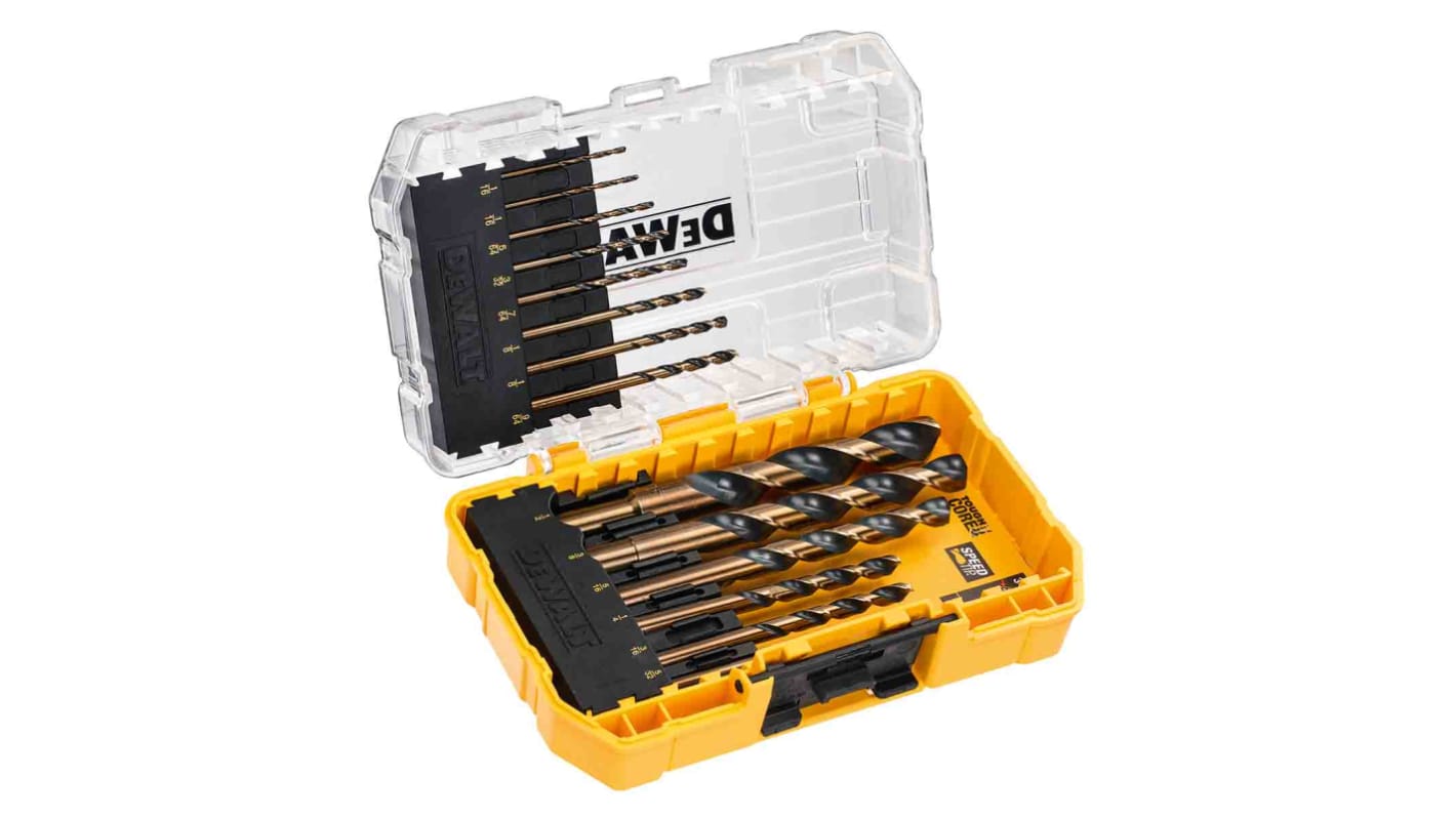 DeWALT 14-Piece Twist Drill Bit Set for Multi-Material, 8mm Max, 1mm Min, HSS-G Bits