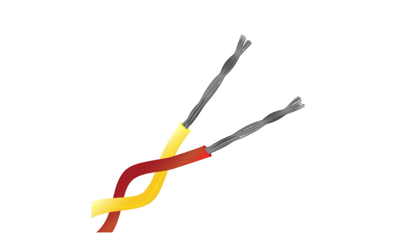 RS PRO Type K Thermocouple Wire, 10m, Unscreened, PFA Insulation, +260°C Max, 1/0.3mm