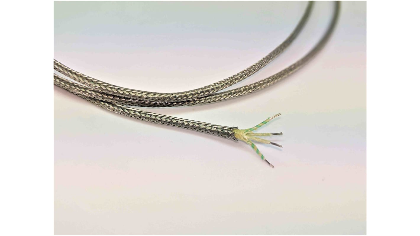 RS PRO Type K Thermocouple Wire, 100m, Unscreened, Glass Fibre Insulation, +350°C Max, 7/0.2mm