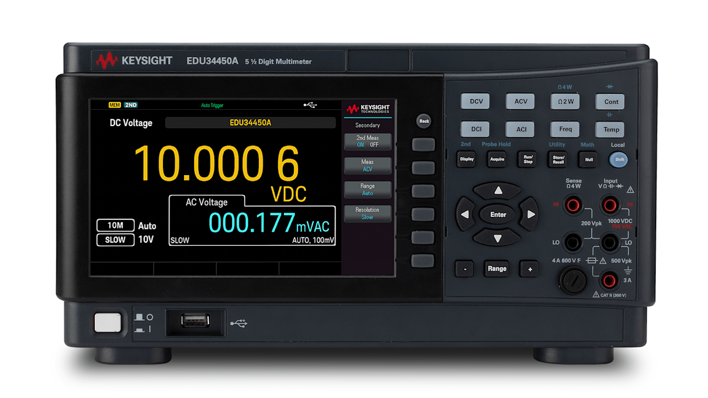 Keysight Technologies EDU34450A Bench Digital Multimeter, 3A ac Max, 3A dc Max, 750V ac Max - RS Calibrated