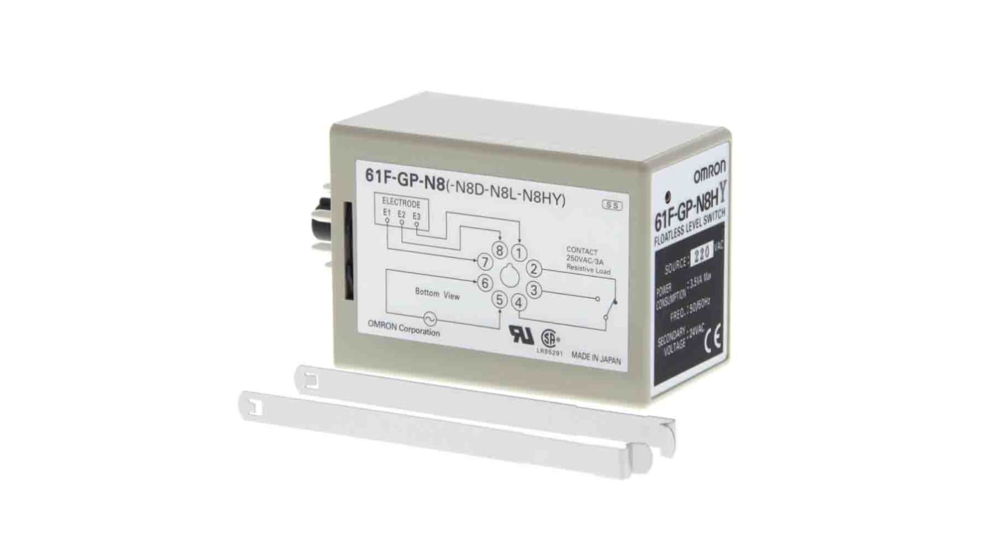 Régulateur de niveau conductif Omron 61F-GP 3 entrées, Rail DIN, 220 V