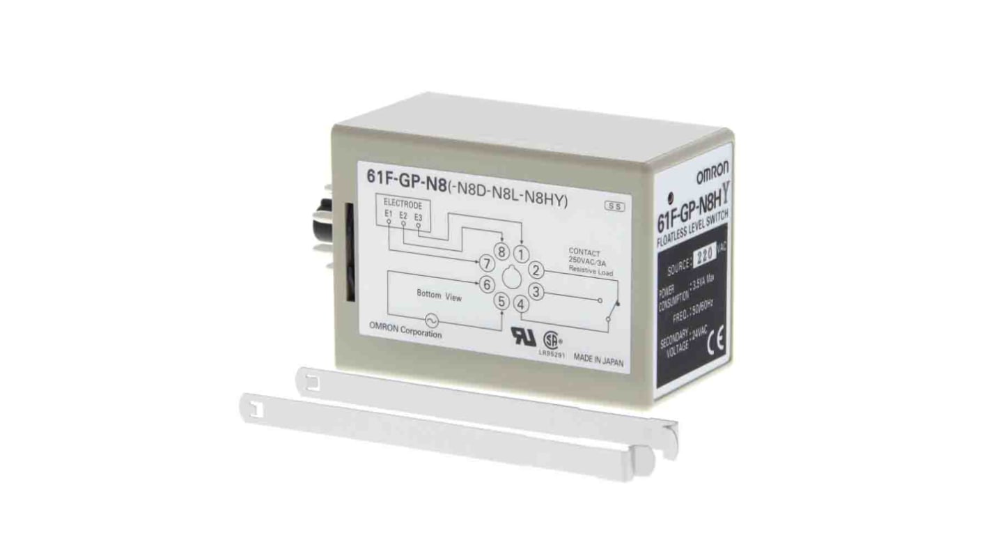 Omron Niveauregler für leitfähige Materialien, DIN-Schienen Montage 3 x Eingänge, U Sonde = 24V, 220 V