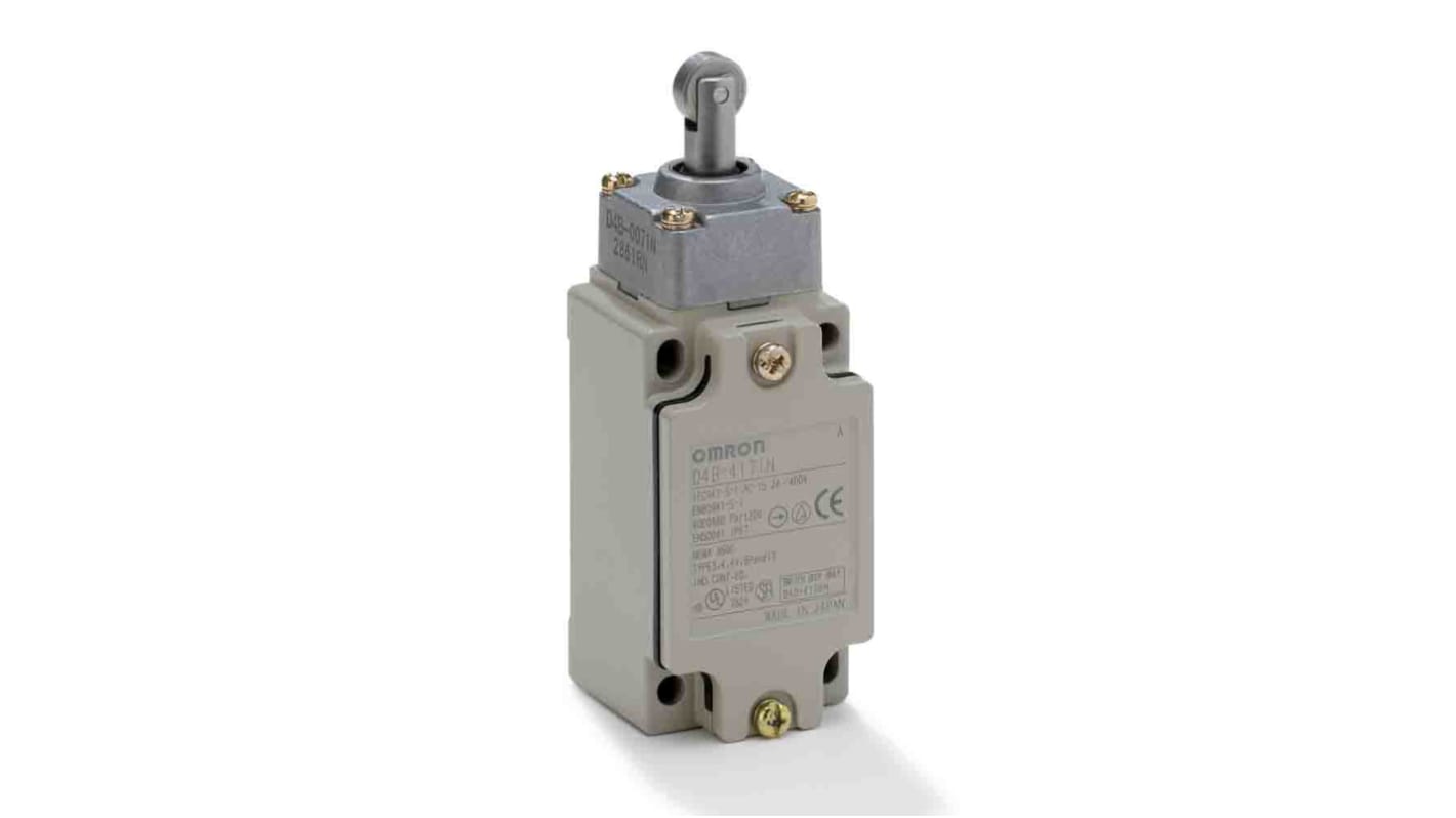 Omron Roller Plunger Limit Switch, 1NC/1NO, IP67, DPST, Metal Housing, 400V ac Max, 20A Max