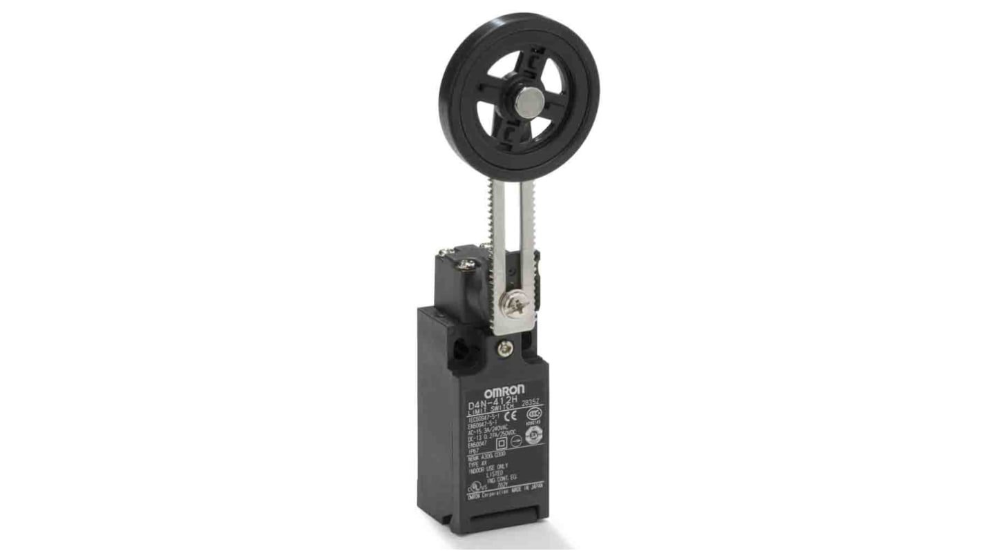 Omron Adjustable Roller Lever Limit Switch, 1NC/1NO, IP67, DPST, Metal Housing, 240V ac Max, 10A Max