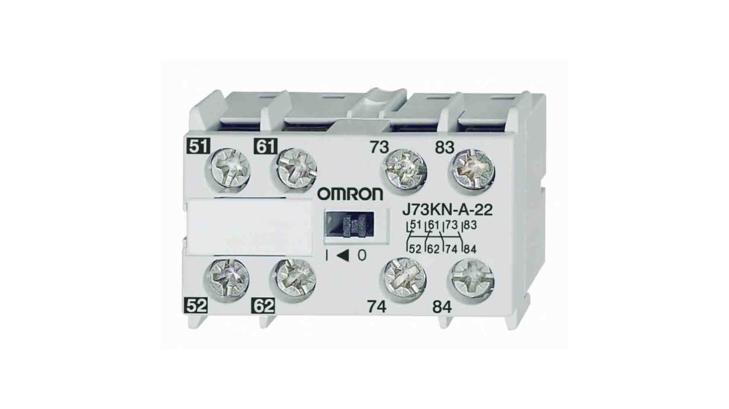 Bloque de contactos auxiliar Omron J73KN, 2NC + 2NO, 24 V, 10 A