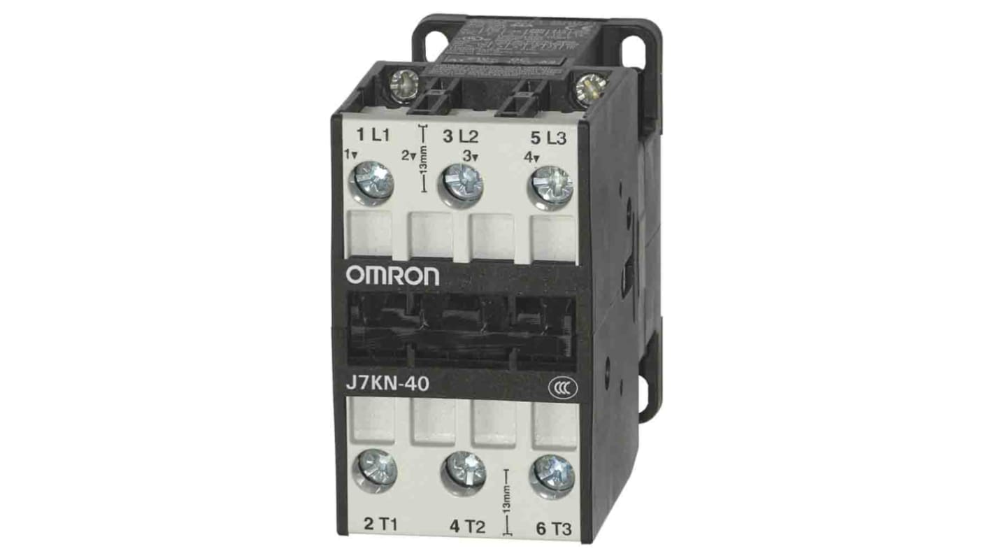 Omron Contactor, 110 VAC Coil, 3-Pole, 40 A, 11 kW, 3NO