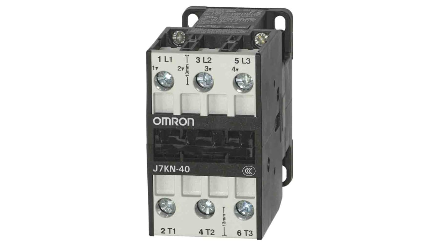 Omron Contactor, 230 VAC Coil, 3-Pole, 40 A, 18.5 kW, 3NO