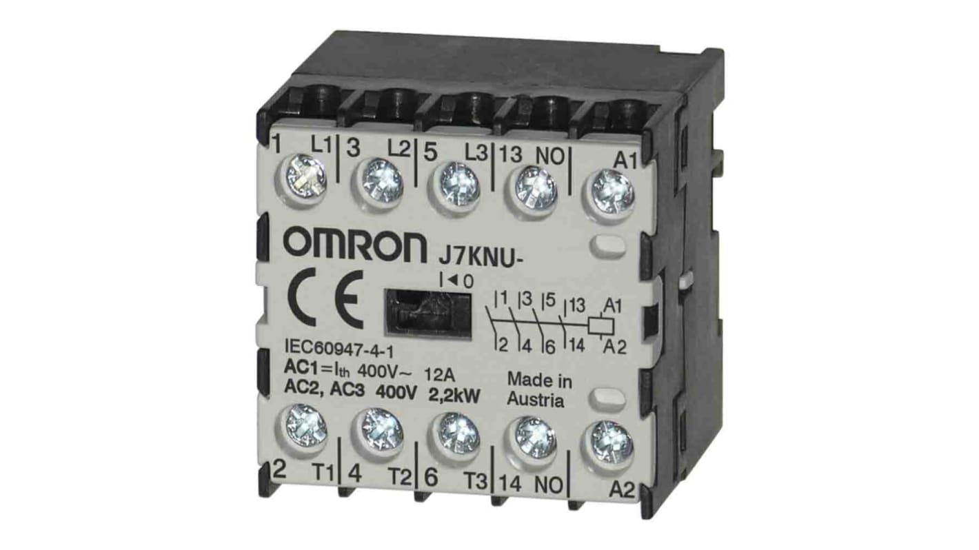 Contacteur Omron, 3 pôles , 3 NO + 1 NF, 5 A, 24 V c.a., 2,2 kW