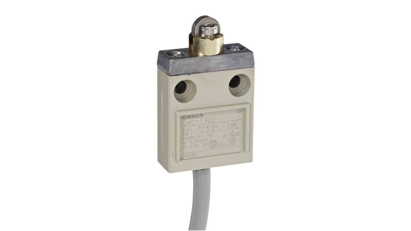 D4C1302 Omron Roller Plunger Limit Switch, IP67, SPDT, 5A Max RS