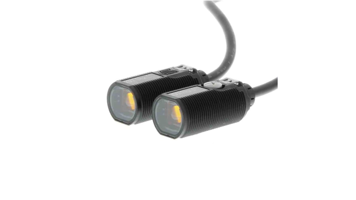 Omron E3FA zylindrisch Optischer Sensor, Durchgangsstrahl, Bereich 15 m, NPN Ausgang, Anschlusskabel