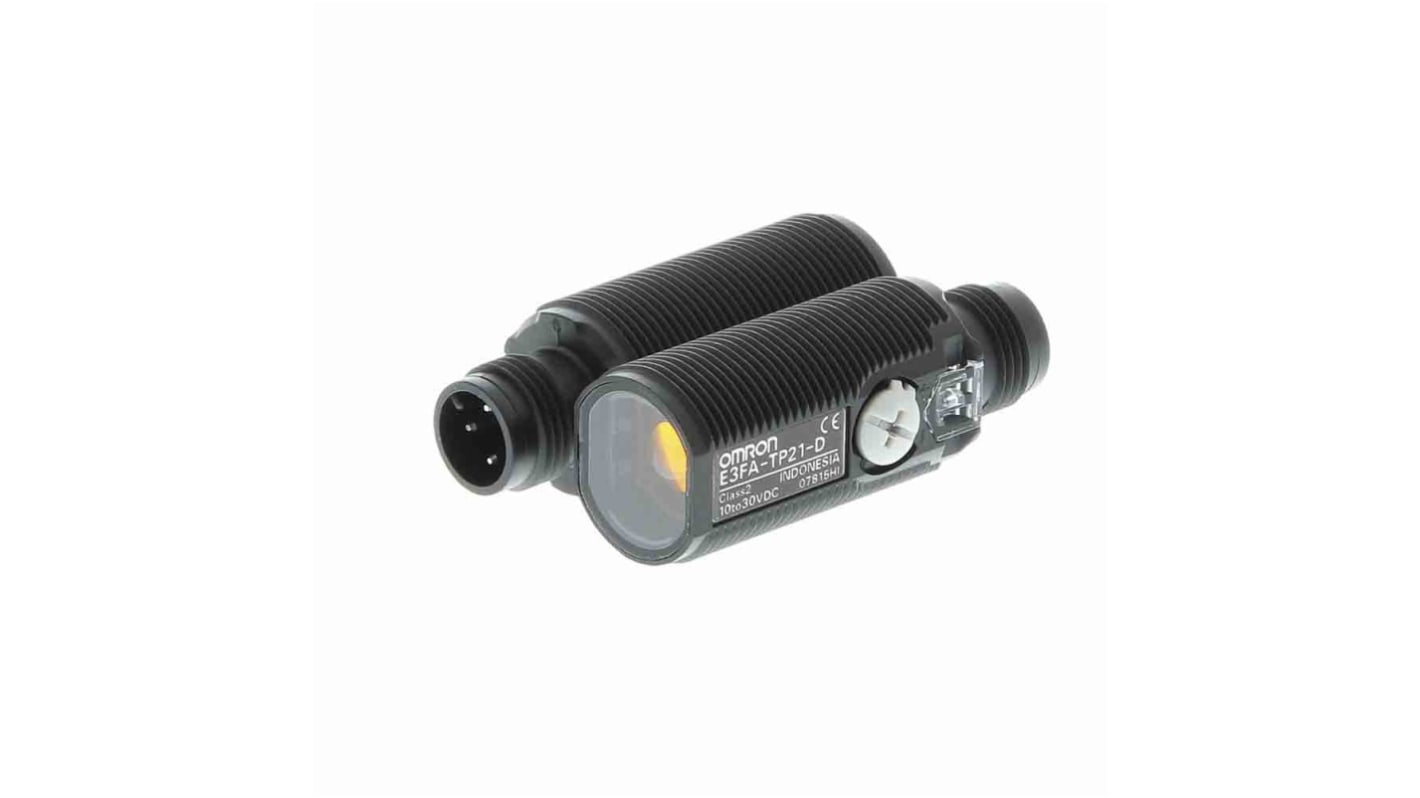 Fotocélula de cuerpo cilíndrico Omron, Sistema Barrera de Luz, alcance 20 m, salida PNP, Conector Cableado M12