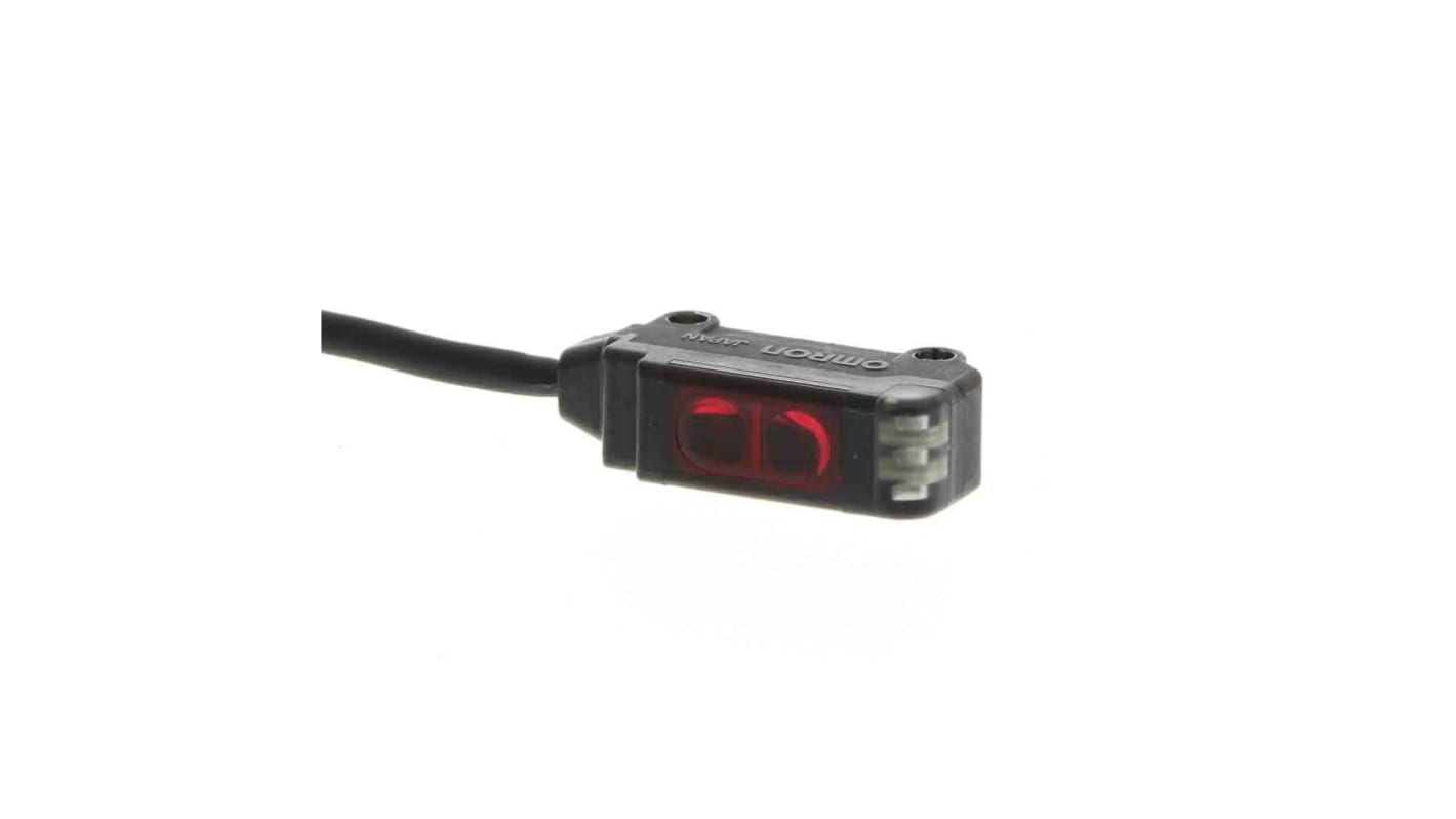 Omron E3T Kubisch Optischer Sensor, Begrenzt Reflektierend, Bereich 30 mm, PNP Ausgang, Anschlusskabel