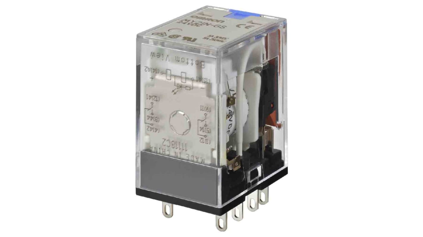 Omron Non-Latching Relay, 12V dc Coil, DPDT