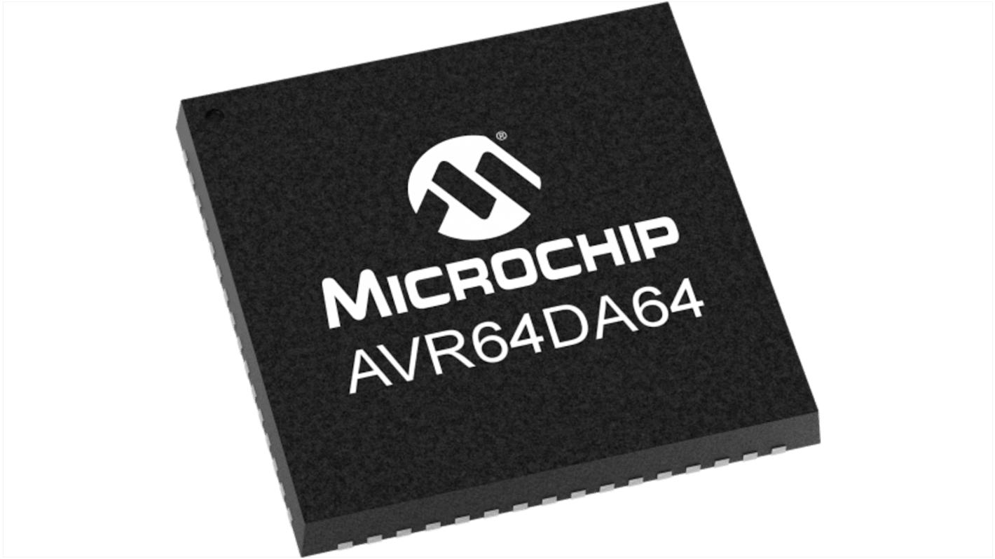 Microcontrolador Microchip AVR64DA64-I/MR, núcleo AVR de 8bit, 24MHZ, VQFN de 64 pines