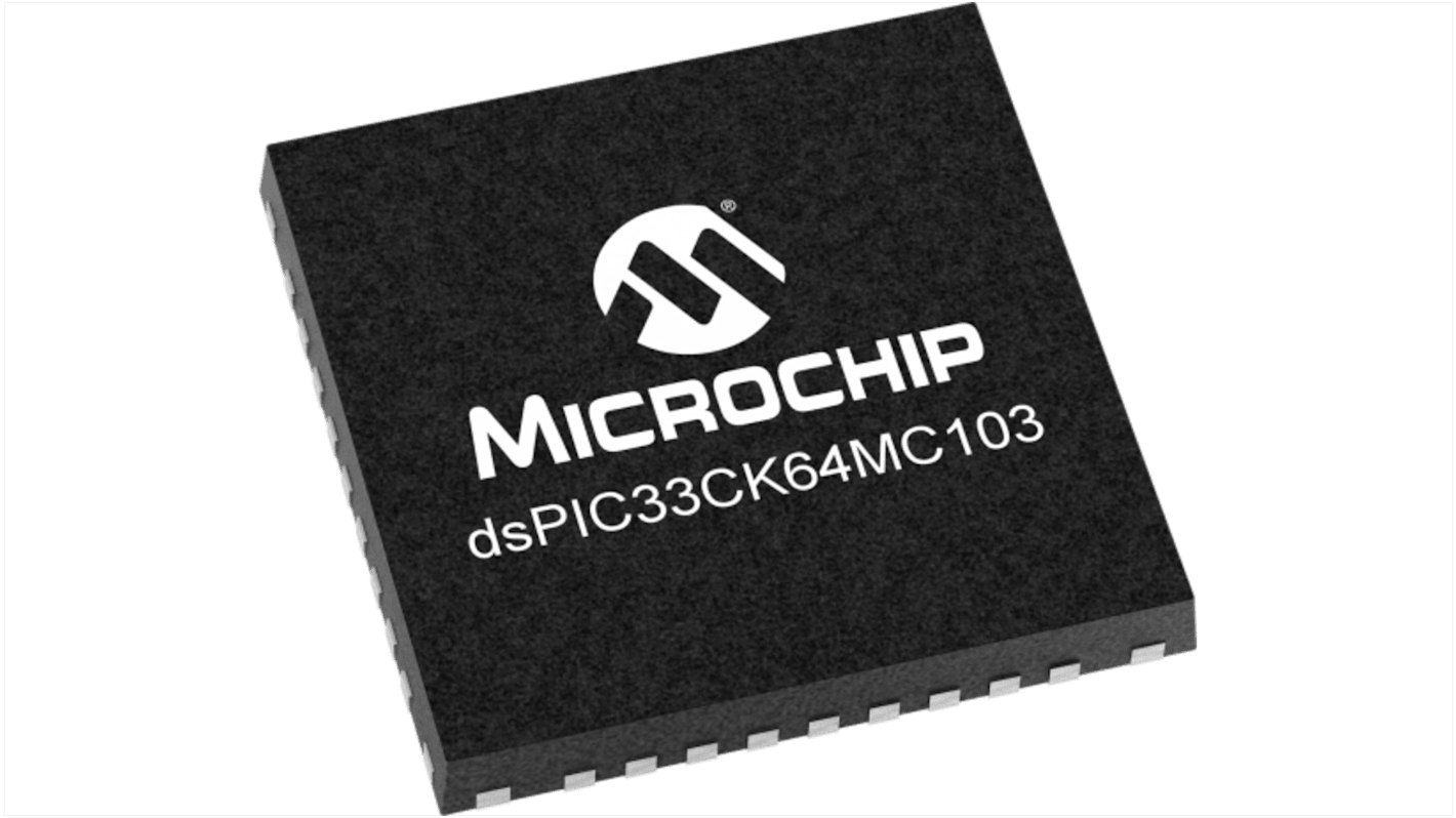 Processore DSP Microchip dsPIC33CK64MC10X, 100MHz, memoria Flash 64 kB, 36 Pin, UQFN