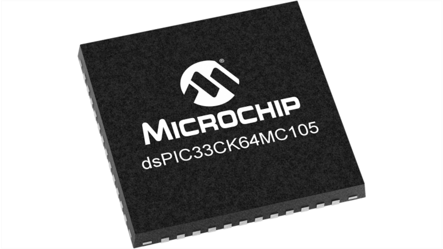 DSPIC33CK64MC105-I/PT Microchip dsPIC33CK64MC10X, 16bit Digital Signal Processor 100MHz 64 kB Flash 48-Pin UQFN/TQFP