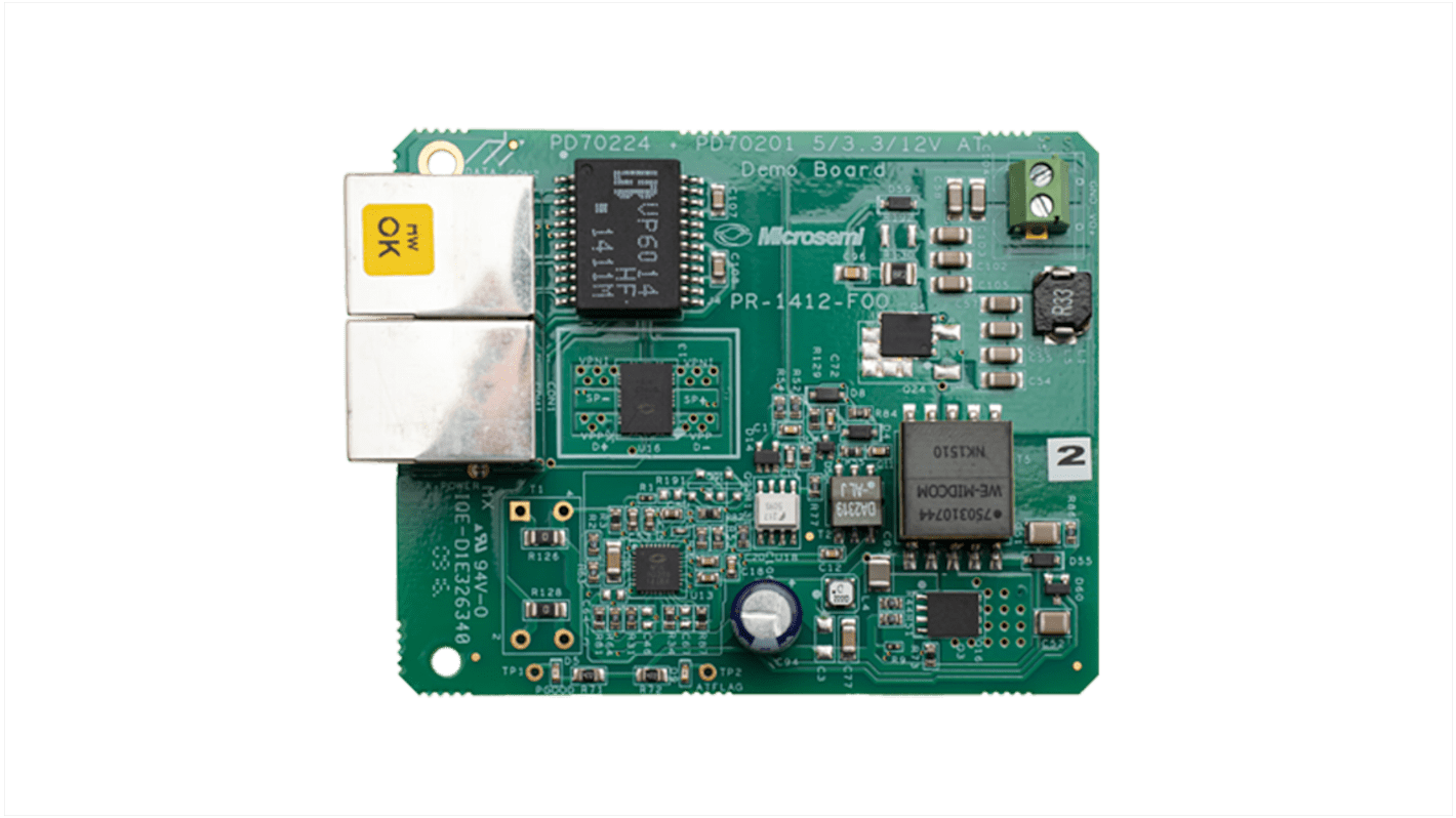 Microchip PD70201 Entwicklungsbausatz Spannungsregler, FB, PD with PD70201 12V 2.1A Leistungsdetektor