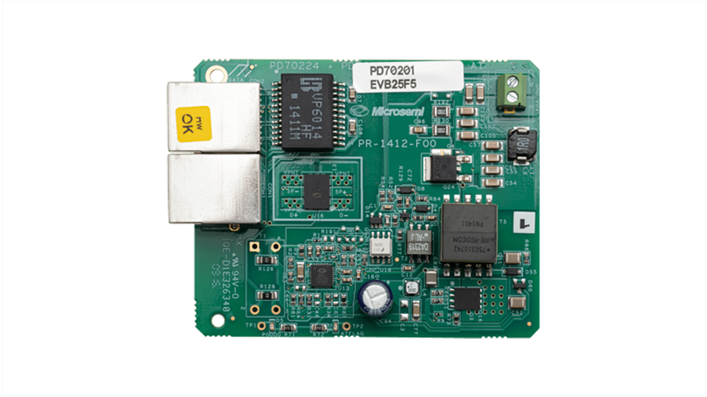 Placa de evaluación Detector de potencia Microchip FB, PD with PD70201 5V 5A - PD70201EVB25F-5