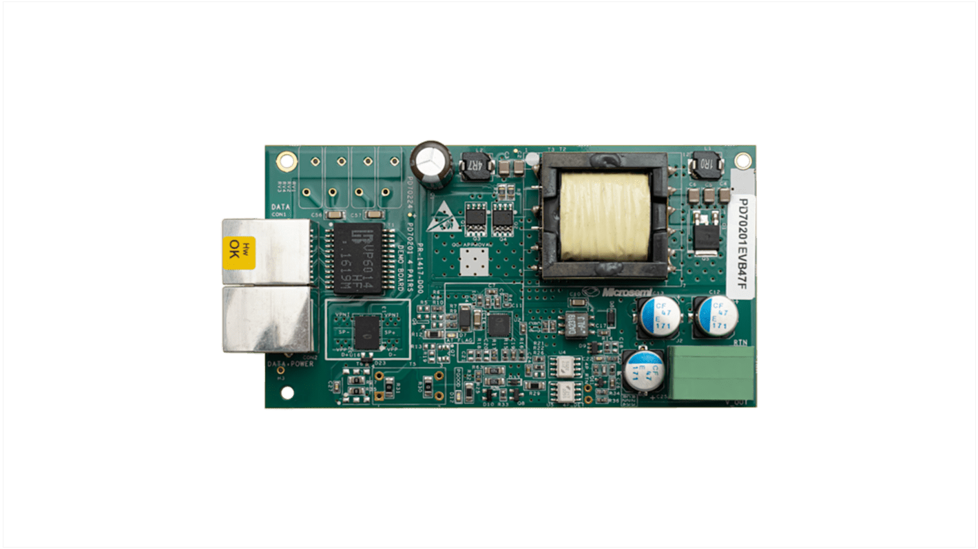 Placa de evaluación Detector de potencia Microchip FB, PD with PD70201 12V 4A - PD70201EVB47F