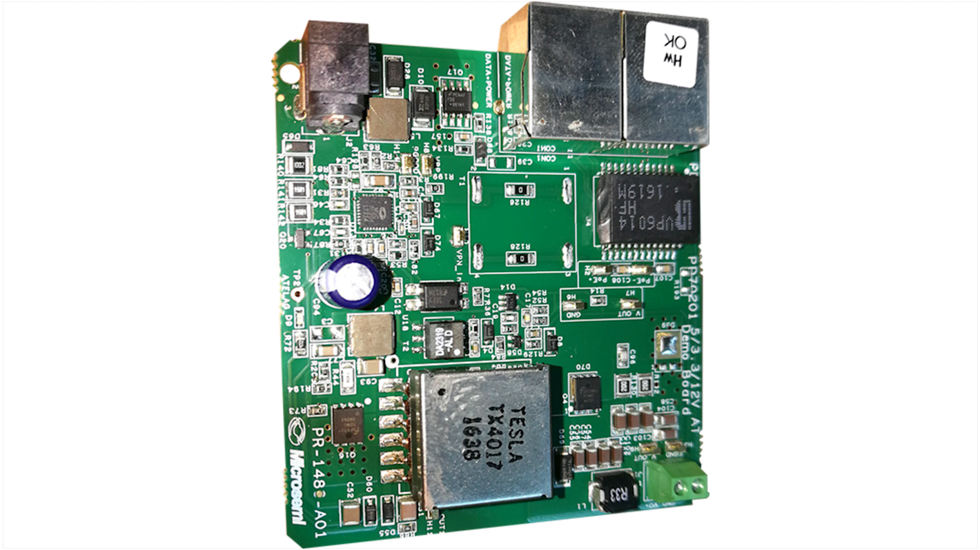 Placa de evaluación Detector de potencia Microchip FB, PD with PD70201 5V 5A - PD70201EVB-U-25F-5