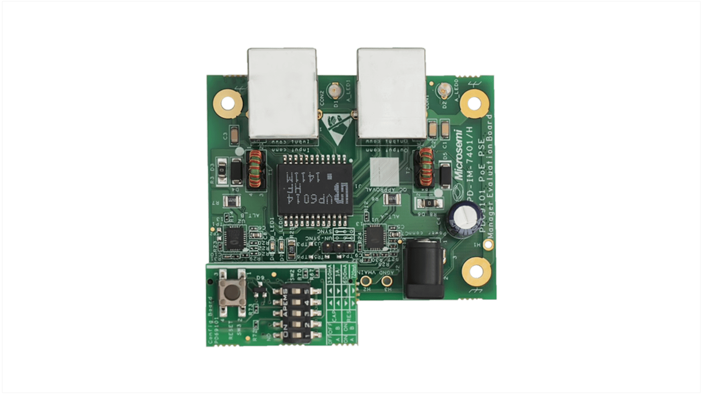 Placa de evaluación Alimentación a través de Ethernet (PoE) Microchip PSE AT - PD-IM-7401