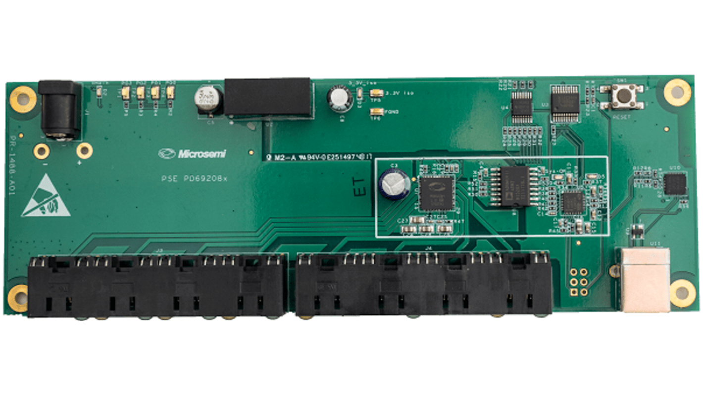 Placa de evaluación Alimentación a través de Ethernet (PoE) Microchip PSE AT - PD-IM-7608M