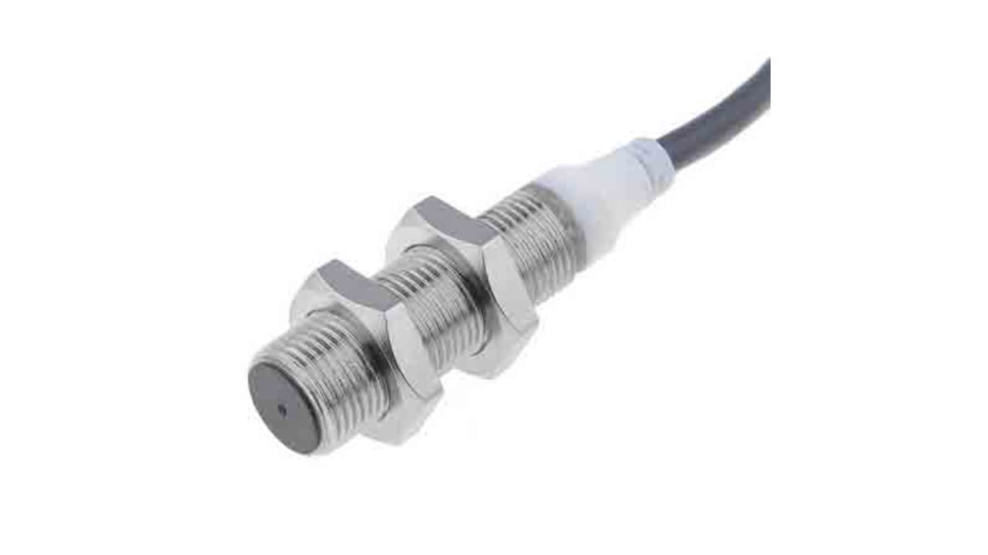 Omron Barrel-Style Proximity Sensor, M12 x 1, 8 mm Detection, PNP Normally Closed Output, 12 → 24 V dc, IP67,