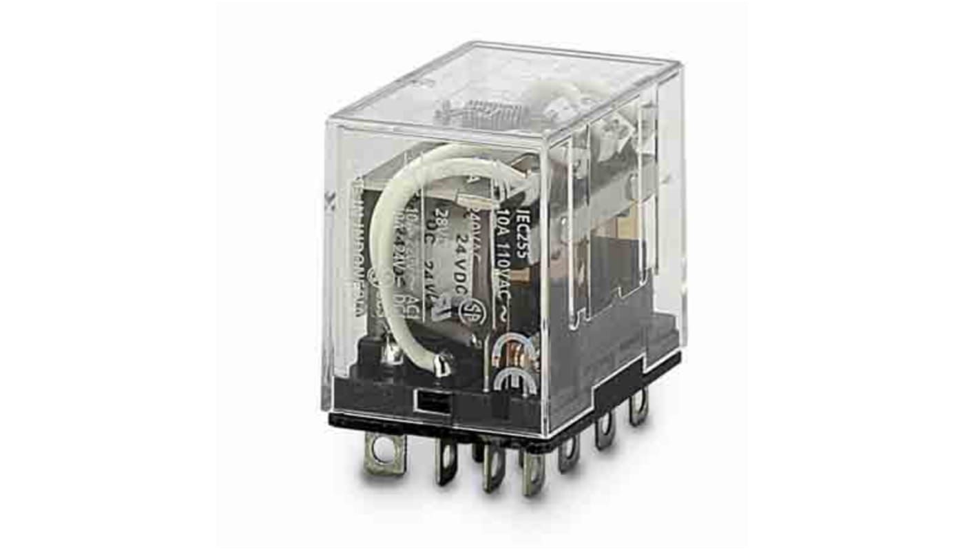 LY4I4N DC24 Omron Plug In NonLatching Relay, 24V dc Coil, 10A