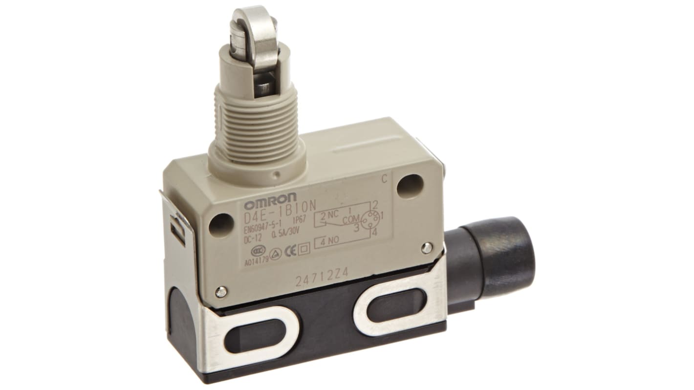 Omron Roller Plunger Limit Switch, NO/NC, IP67, SPDT, Zinc Housing, 125V ac ac Max, 1A Max