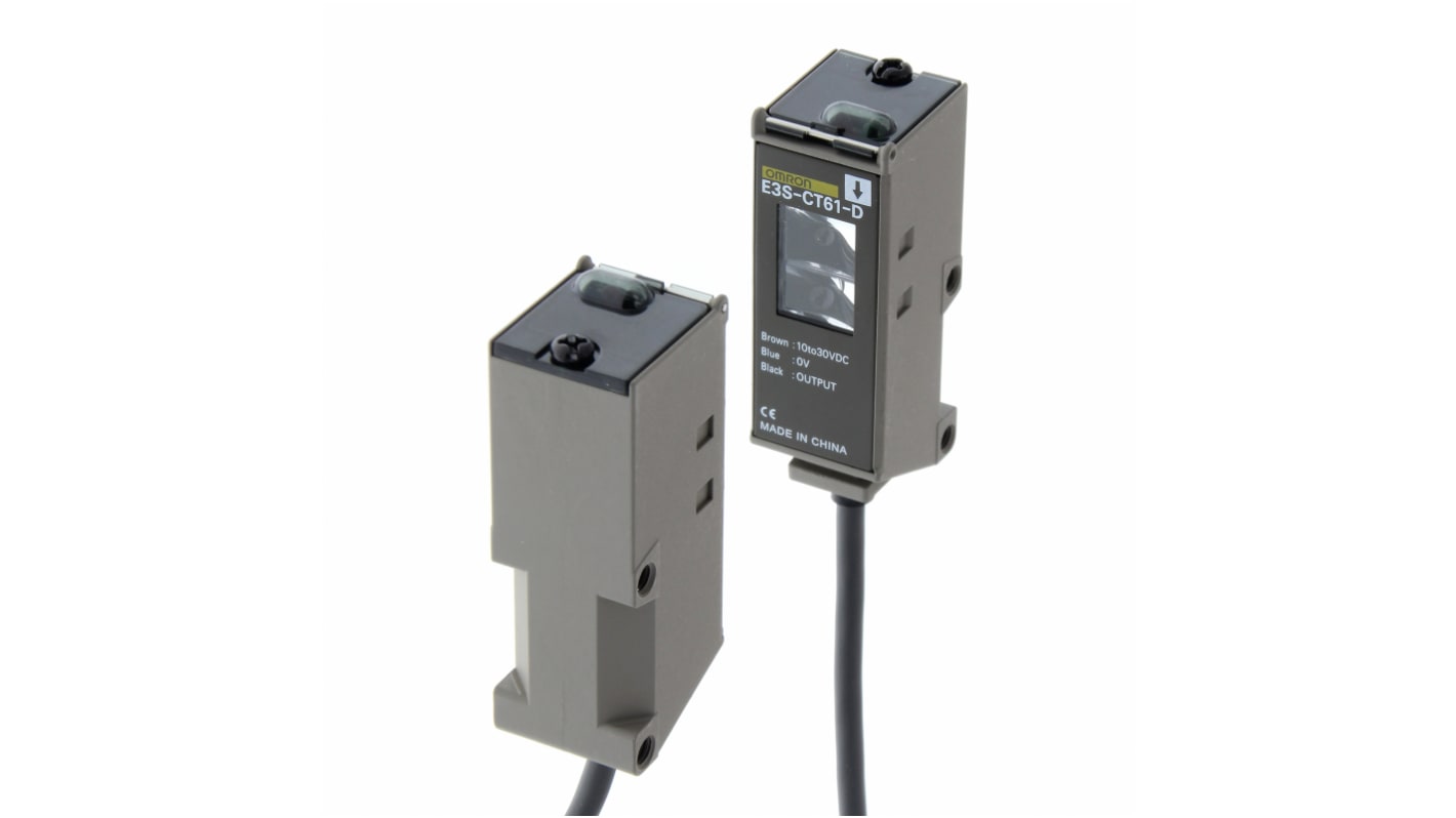 Omron E3S-C Kubisch Optischer Sensor, Durchgangsstrahl, Bereich 30 m, NPN/PNP Ausgang, Anschlusskabel