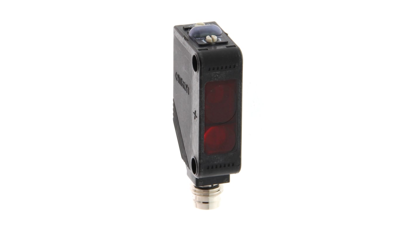 Omron E3Z Kubisch Optischer Sensor, Hintergrundunterdrückung, Bereich 80 mm, PNP Ausgang, Stecker M8 4 Pin