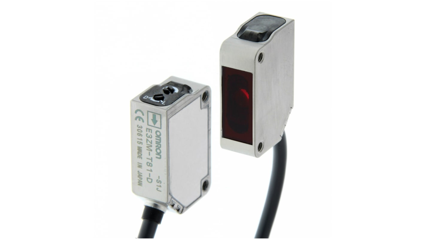 Fotocélula rectangular Omron, Sistema Barrera de Luz, alcance 15 m, salida PNP, Cable libre