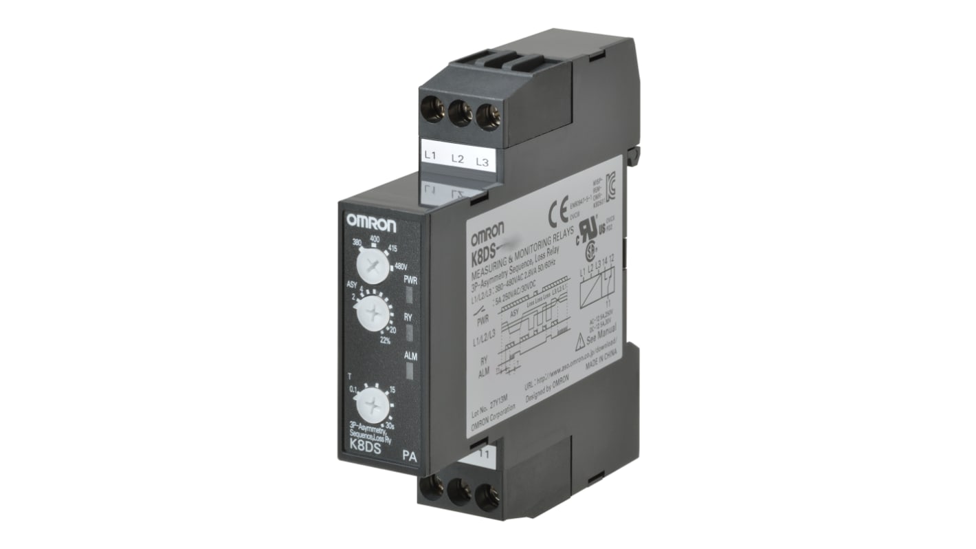 K8DS-PA2 | Omron Phase Monitoring Relay, 3 Phase, SPDT | RS