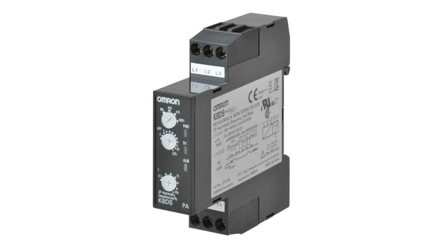 Omron Phase Monitoring Relay, 3 Phase, SPDT