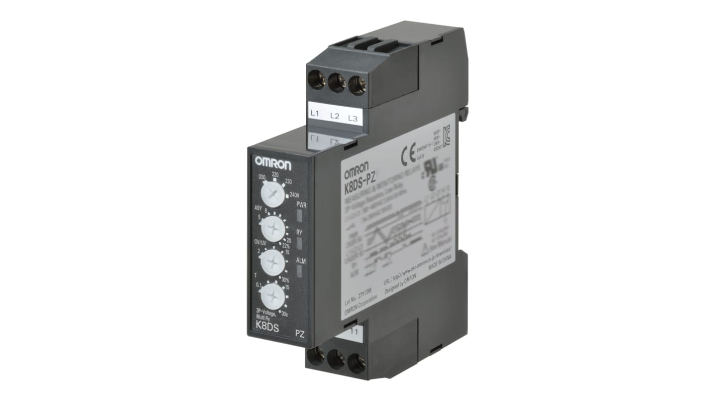K8DSPZ2 Omron Phase, Voltage Monitoring Relay, 3 Phase, SPDT RS