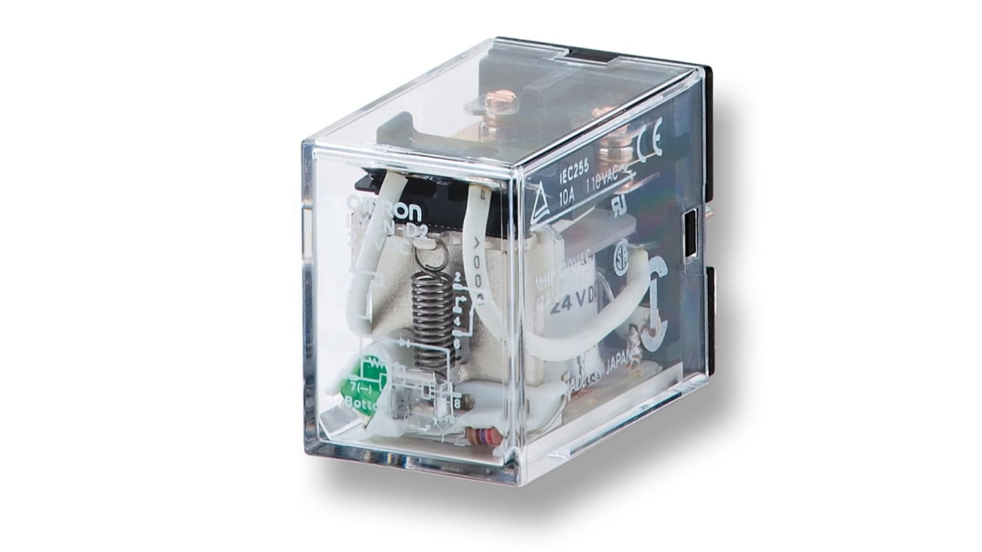 Omron Plug In Non-Latching Relay, 220 → 240V ac Coil, 10A Switching Current, DPDT