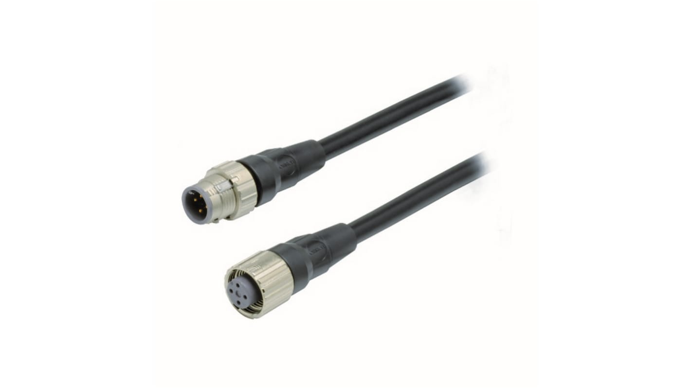 Omron Straight Female 4 way M12 to Straight Male M12 Sensor Actuator Cable, 5m