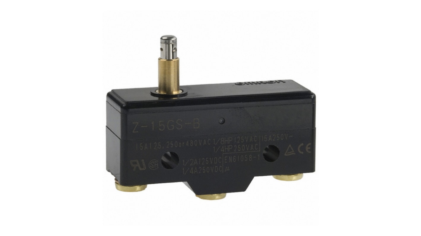 Omron Spring Plunger Limit Switch, NO/NC, IP00, SPDT, Thermosetting Resin Housing, 500V ac ac Max, 15A Max