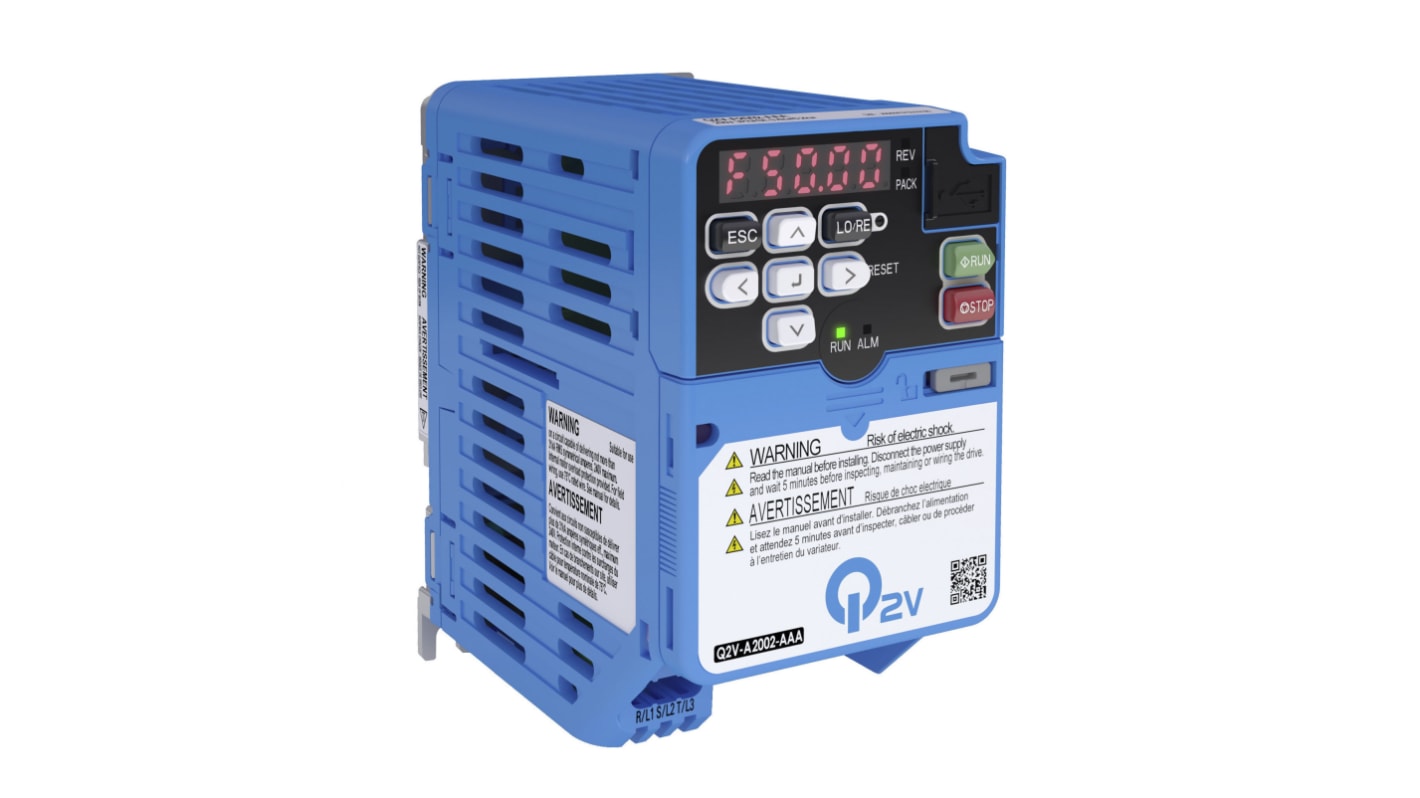 Omron Q2V, 1-Phasen Frequenzumrichter 0,18 kW, 200 V ac / 1,2 A 590Hz für Wechselstrommotoren