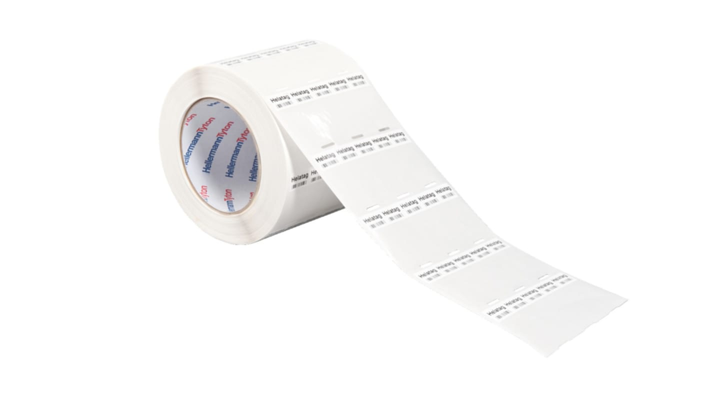 HellermannTyton Helatag 323 Transparent/White Cable Labels, 25.4mm Width, 95.25mm Height, 1000 Qty