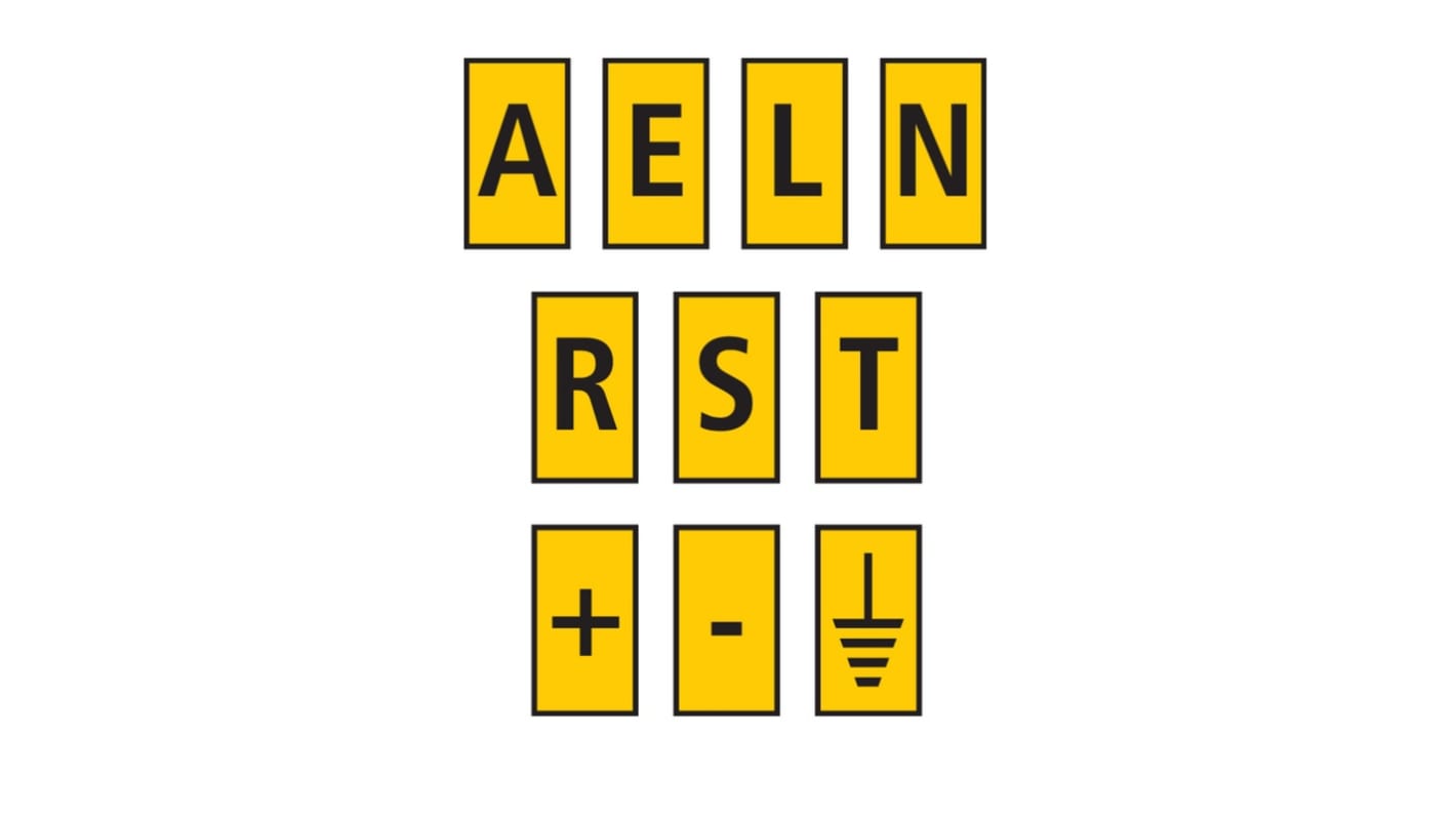 Marcador de cable de clip HellermannTyton WIC2 de Nylon 66 Amarillo, texto: A, E, L, N, R, S, T, Ø máx. 3.8mm, montaje: