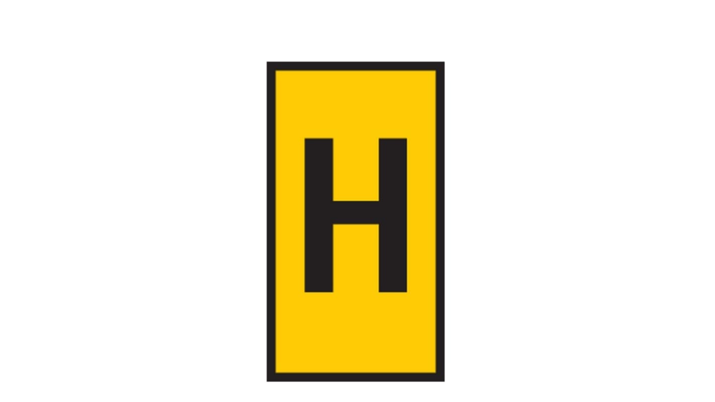 HellermannTyton WIC Snap On Clip On Cable Marker, Yellow, Pre-printed "H", 2.8 → 3.8mm Cable