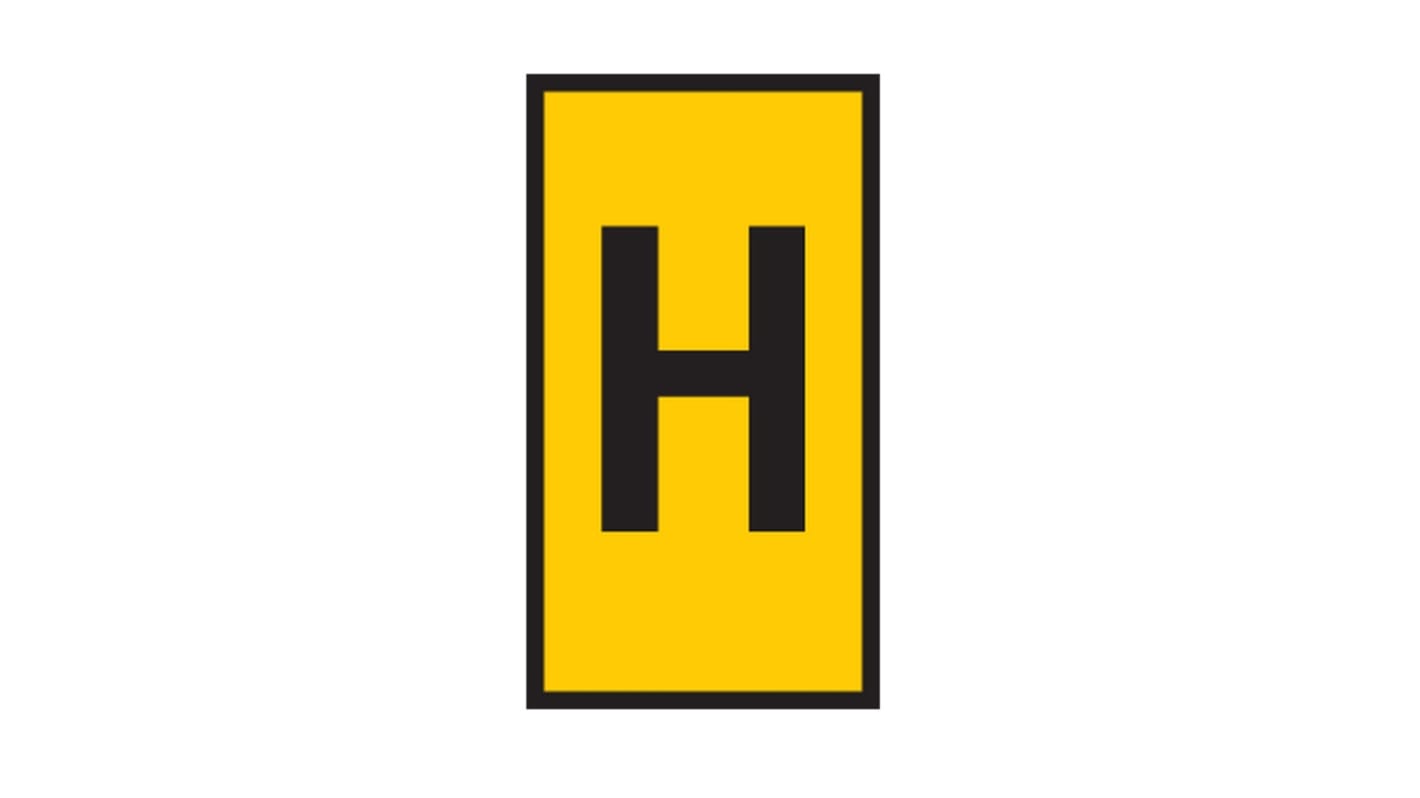 HellermannTyton WIC Snap On Clip On Cable Marker, Yellow, Pre-printed "H", 4.3 → 5.3mm Cable