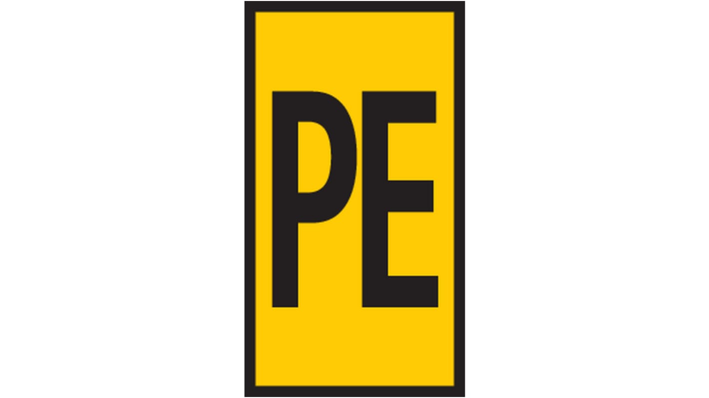 HellermannTyton WIC Snap On Clip On Cable Marker, Yellow, Pre-printed "PE", 4.3 → 5.3mm Cable