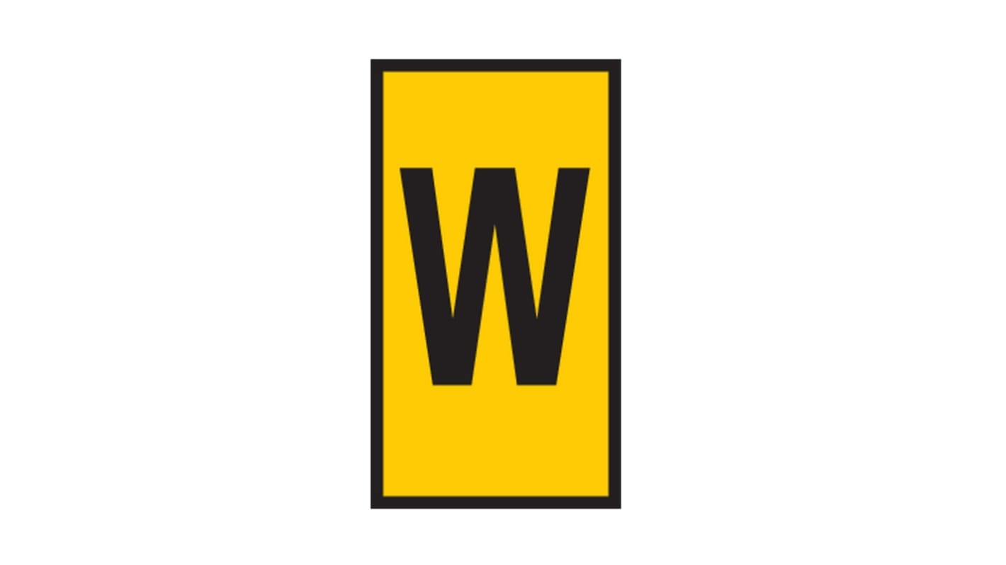 HellermannTyton WIC Snap On Clip On Cable Marker, Yellow, Pre-printed "W", 4.3 → 5.3mm Cable