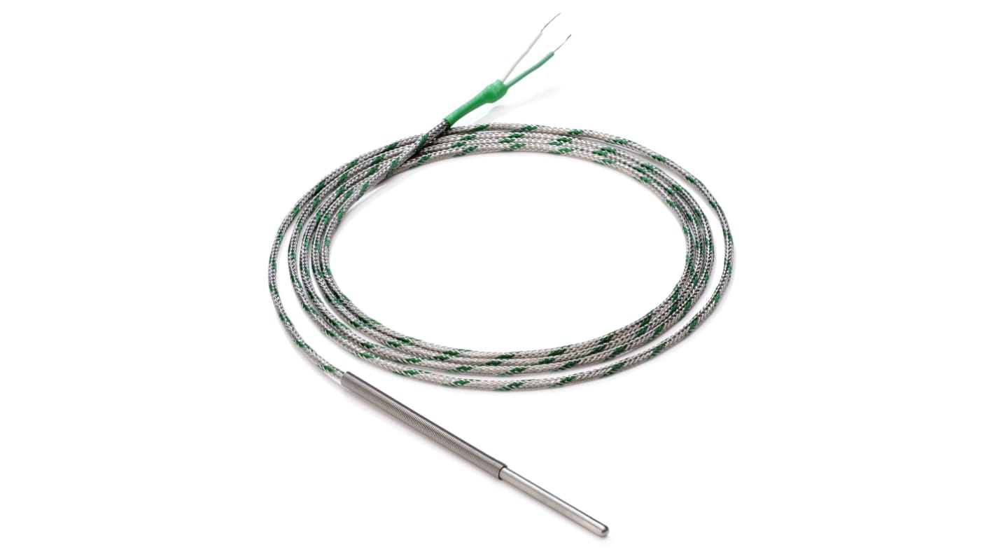 Sensor RTD PT100 Omron de 3 hilos, sonda: Ø 6mm, long. 100mm, cable de 2m, temp. 0°C → +400°C